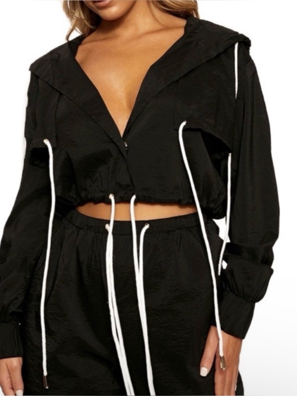 Naked wardrobe string u along windbreaker cropped jacket medium